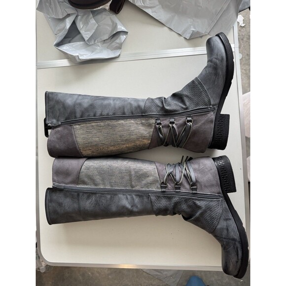 Patrizia Maxie knee high Tall Riding  boots shoe size 10 M gray faux leather - Picture 5 of 7